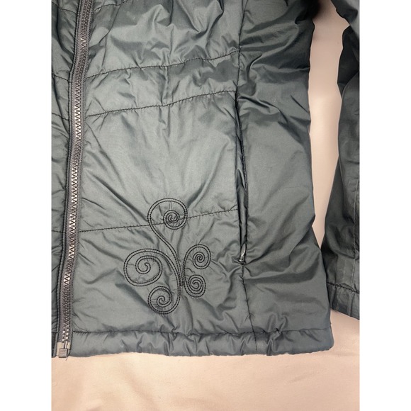 Vintage Columbia Interchange Puffer Jacket Women's M Black Sm Embroidered Swirls - Picture 5 of 16